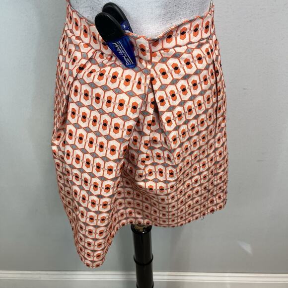 J. Crew Skirt size 4 Orange Black Brocade Above Knee A Line Pockets Cocktail - Picture 6 of 7